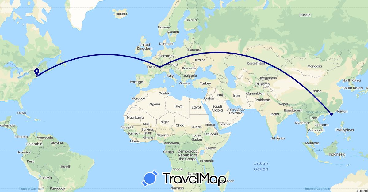 TravelMap itinerary: driving in Switzerland, China, United States (Asia, Europe, North America)